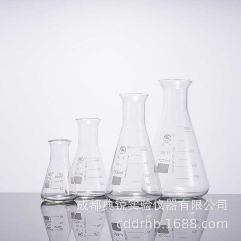 Factory price Shu Niu triangular flask small mouth straight mouth conical flask High Borosilicate large mouth triangular flask Bell mouth Shu glass