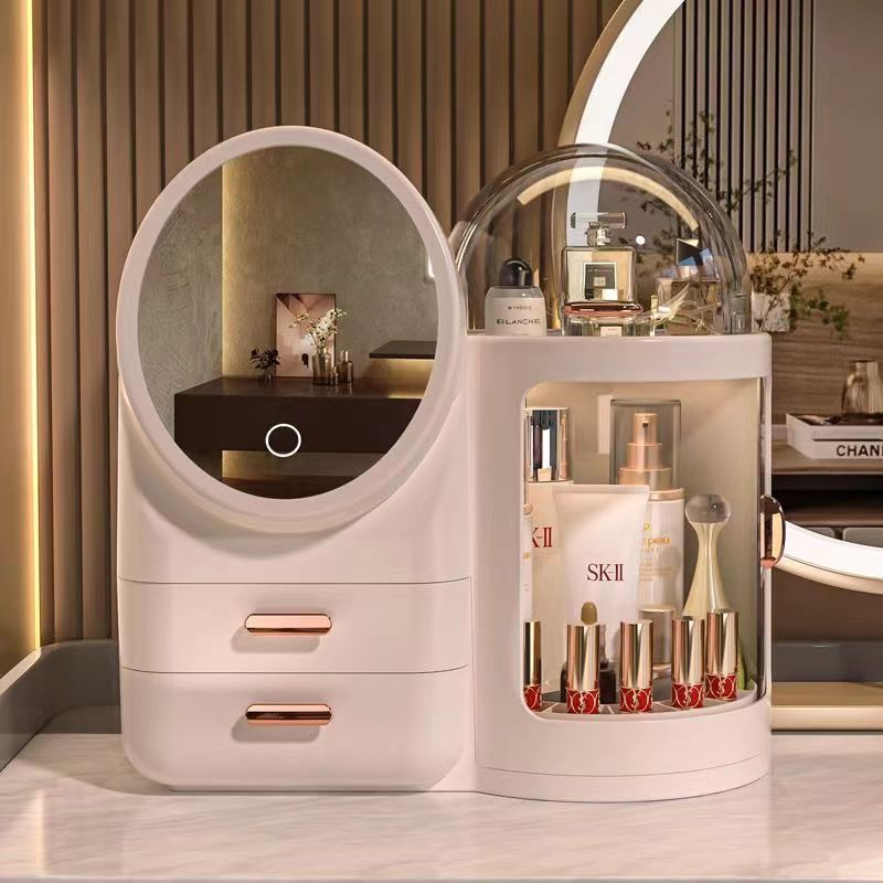 LED Mirror Cosmetic Storage Organizer