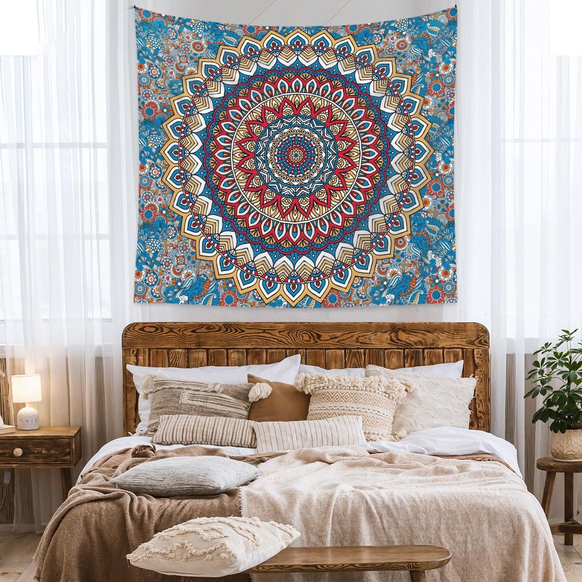 Cross-Border Tapestry Bohemian Mandala Art Style Tapestry Living Room Wall Background Decoration Bedroom