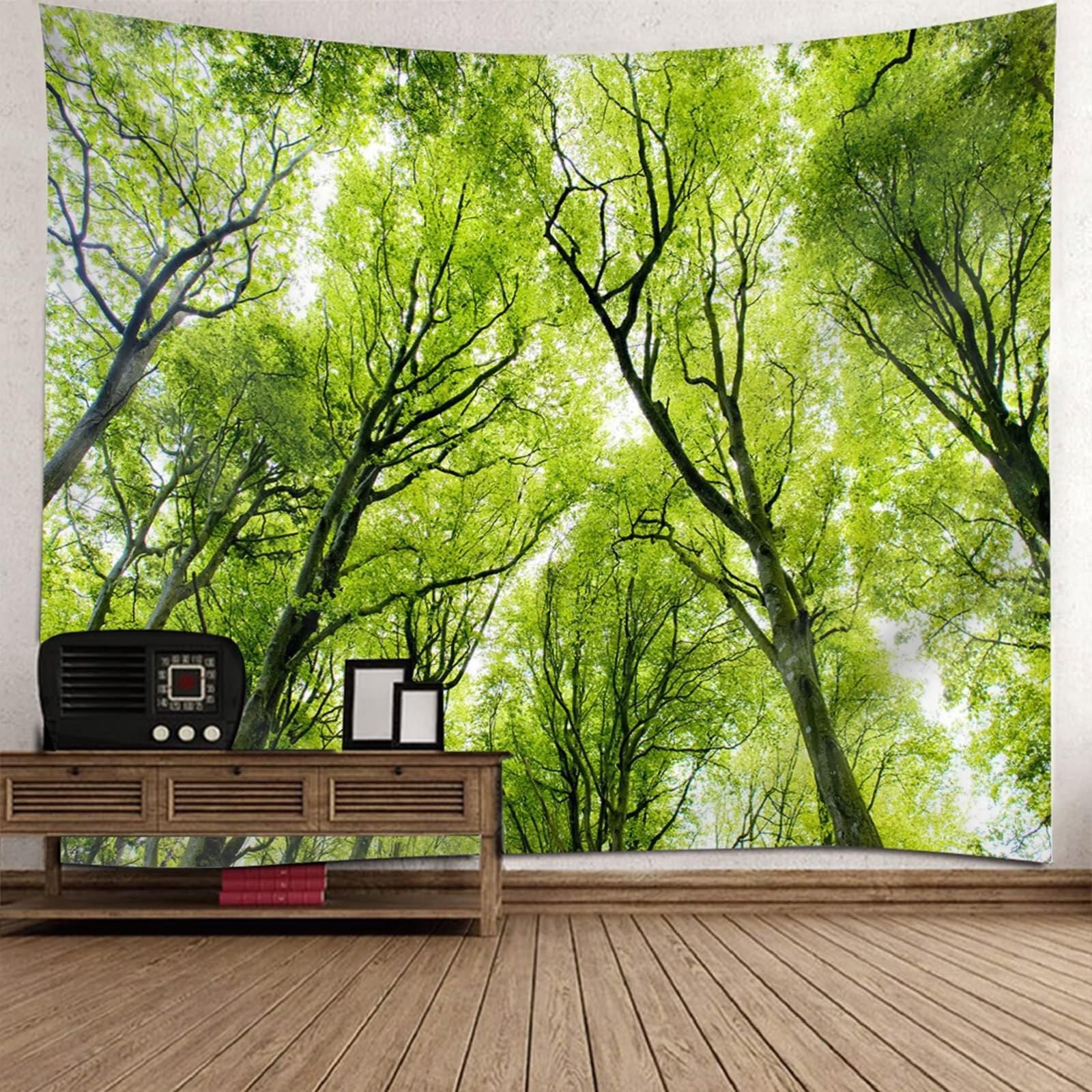 Cross-Border Tapestry Natural Forest Sunlight through Leaves Scenery Wall Tapestry Living Room Wall Background Decoration Bedroom