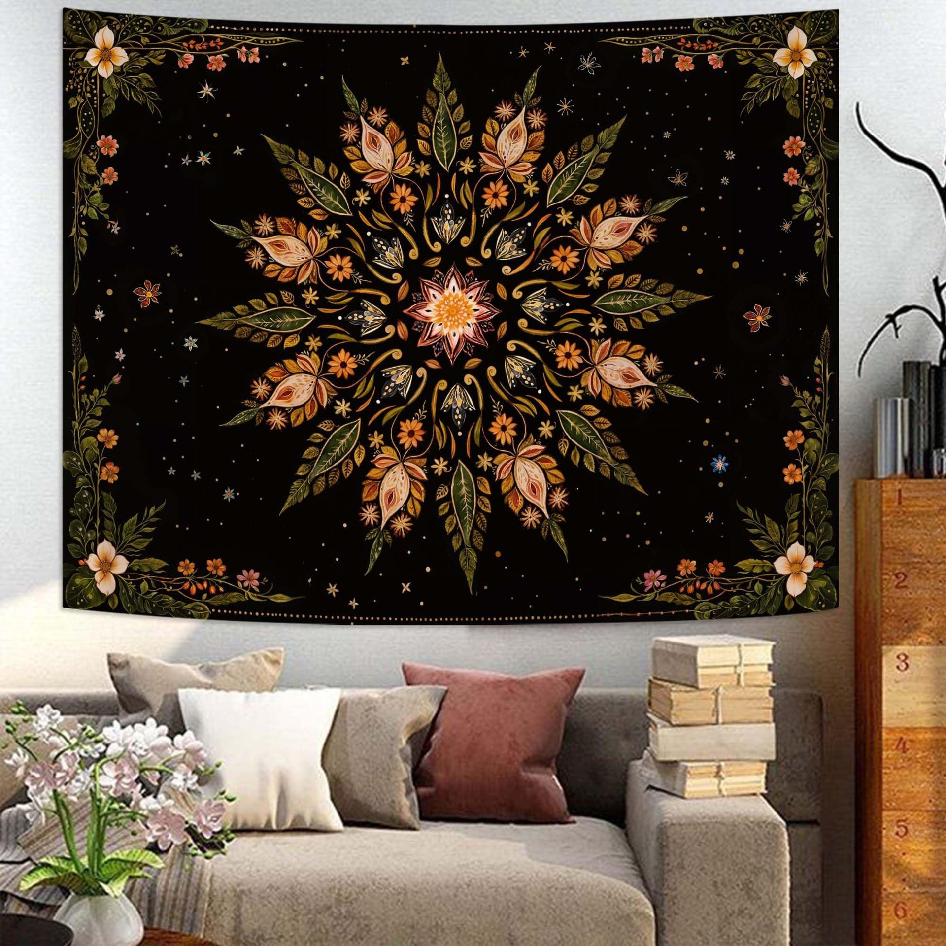 Cross-Border Tapestry Bohemian Mandala Art Style Tapestry Living Room Wall Background Decoration Bedroom