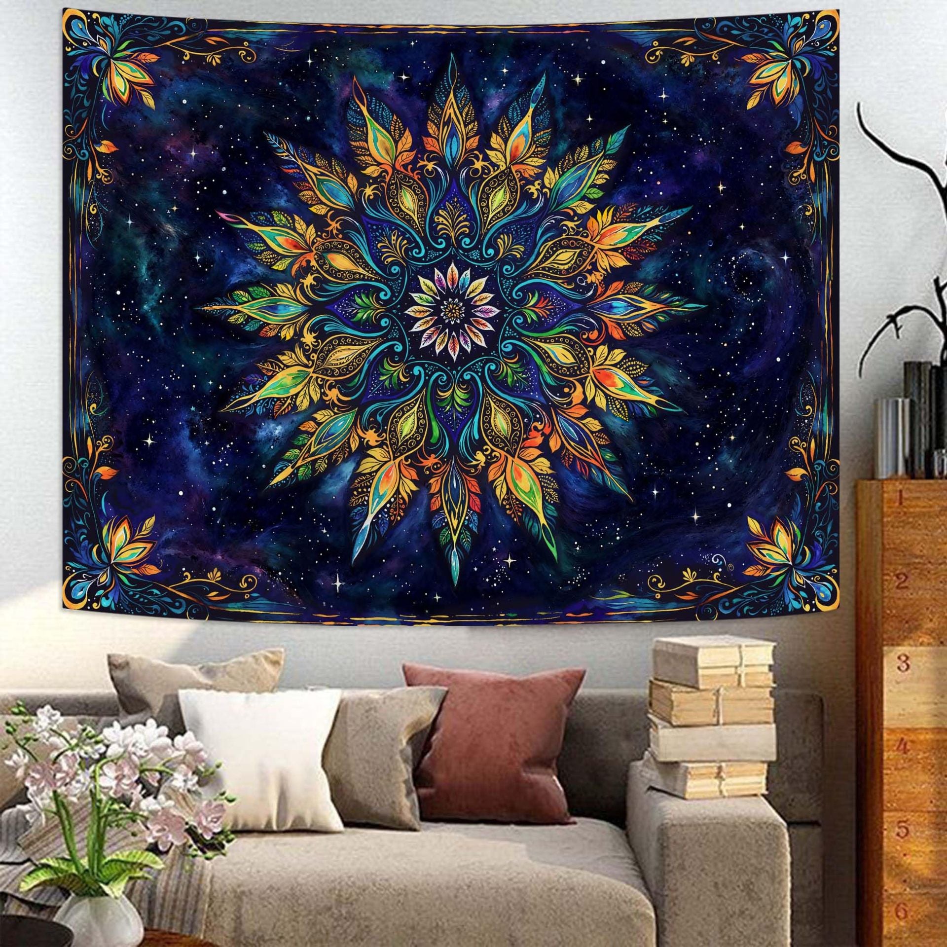 Cross-Border Tapestry Bohemian Mandala Art Style Tapestry Living Room Wall Background Decoration Bedroom