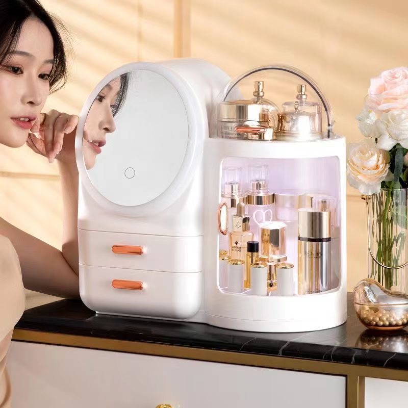 LED Mirror Cosmetic Storage Organizer