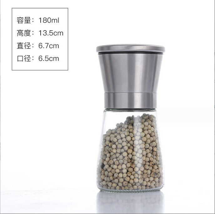 Stainless Steel Grinding Bottle Black Pepper Grinder Carbon Steel Core Western Food Barbecue Seasoning Manual Rotary Grinding