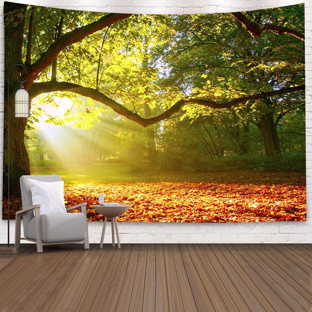 Cross-Border Tapestry Natural Forest Sunlight through Leaves Scenery Wall Tapestry Living Room Wall Background Decoration Bedroom