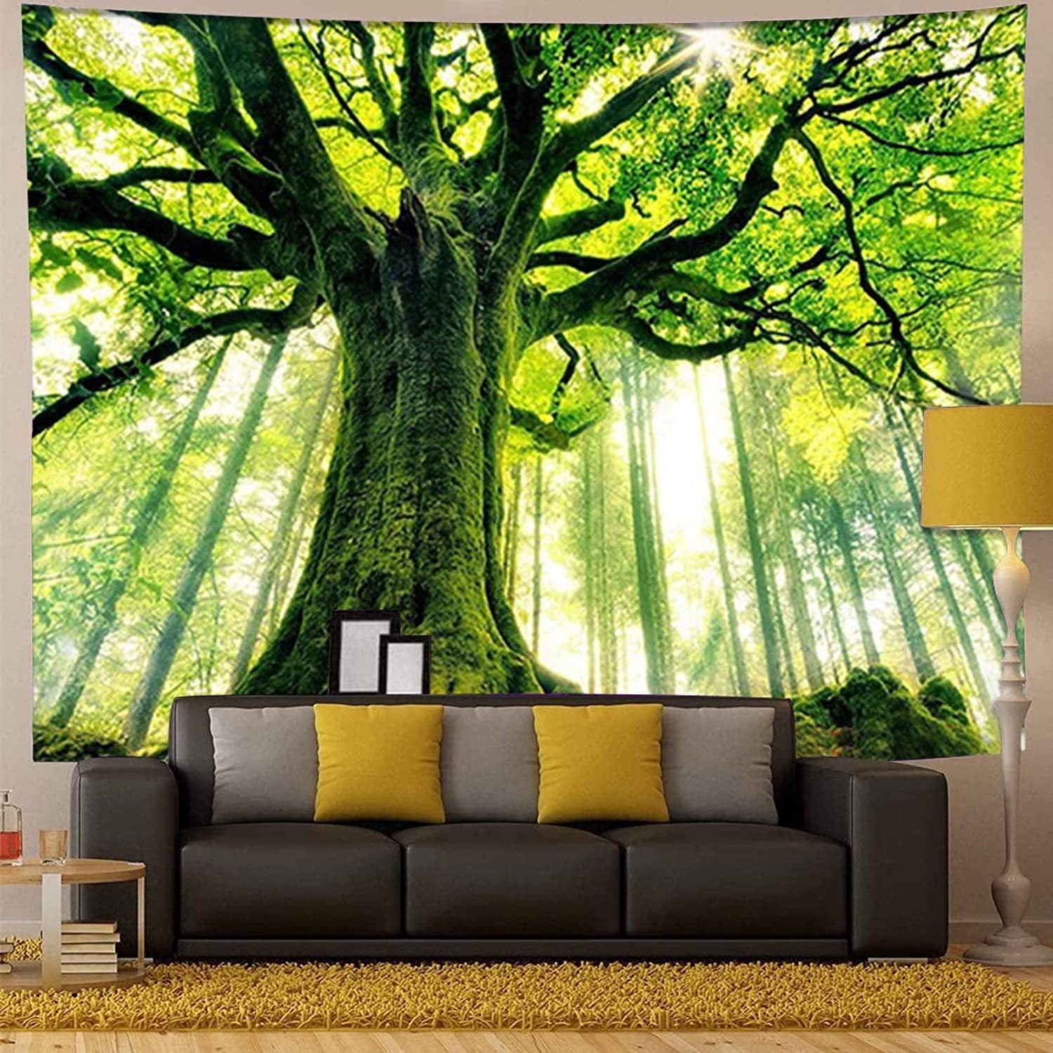 Cross-Border Tapestry Natural Forest Sunlight through Leaves Scenery Wall Tapestry Living Room Wall Background Decoration Bedroom
