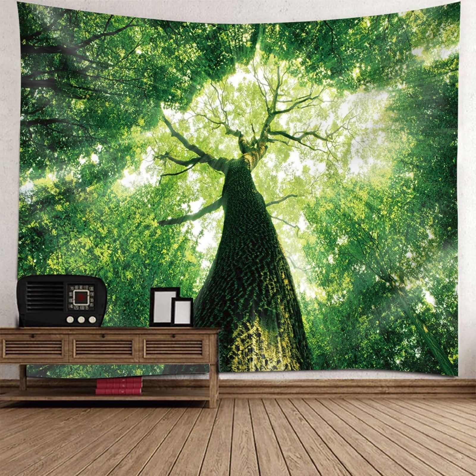 Cross-Border Tapestry Natural Forest Sunlight through Leaves Scenery Wall Tapestry Living Room Wall Background Decoration Bedroom