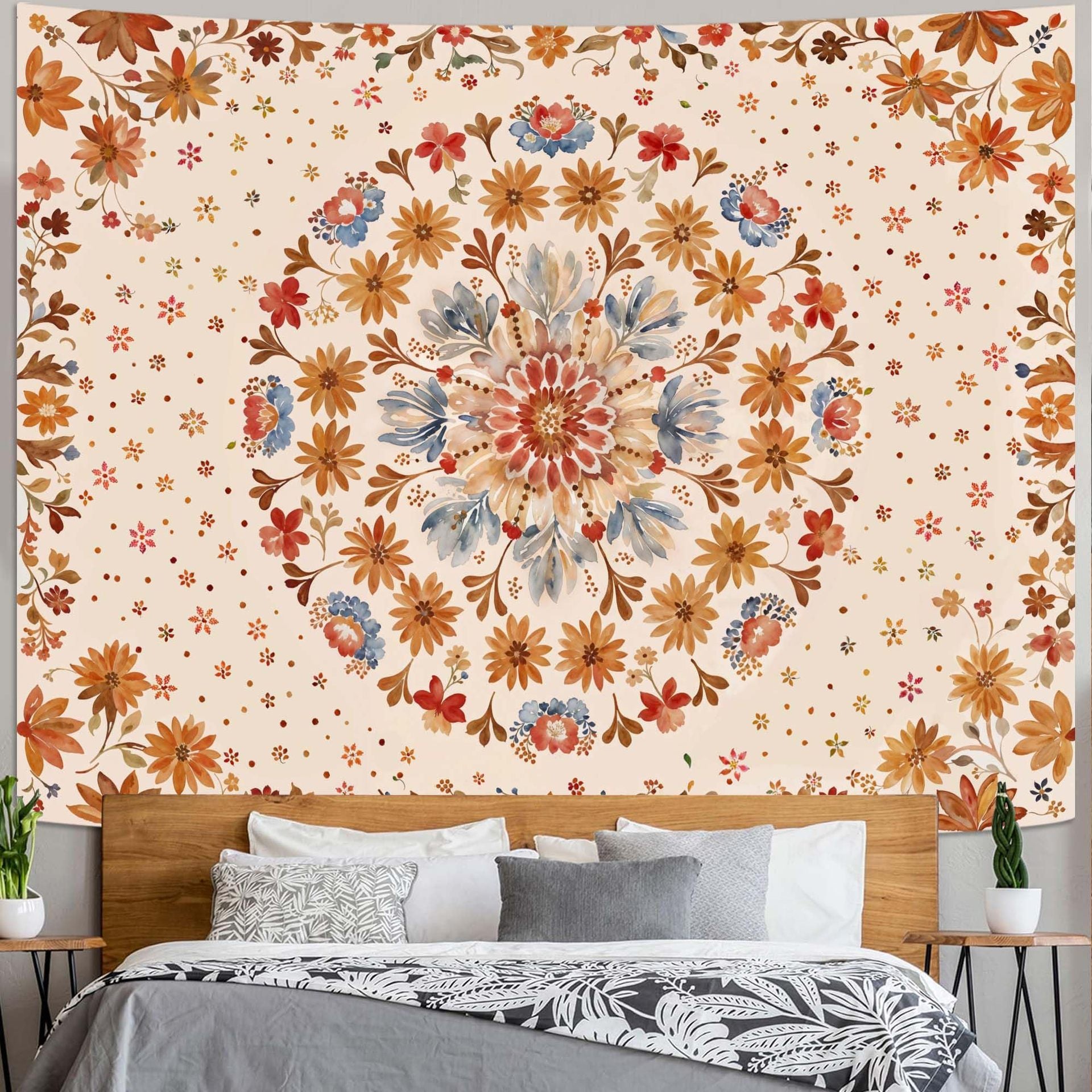Cross-Border Tapestry Bohemian Mandala Art Style Tapestry Living Room Wall Background Decoration Bedroom