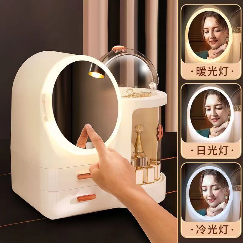 LED Mirror Cosmetic Storage Organizer