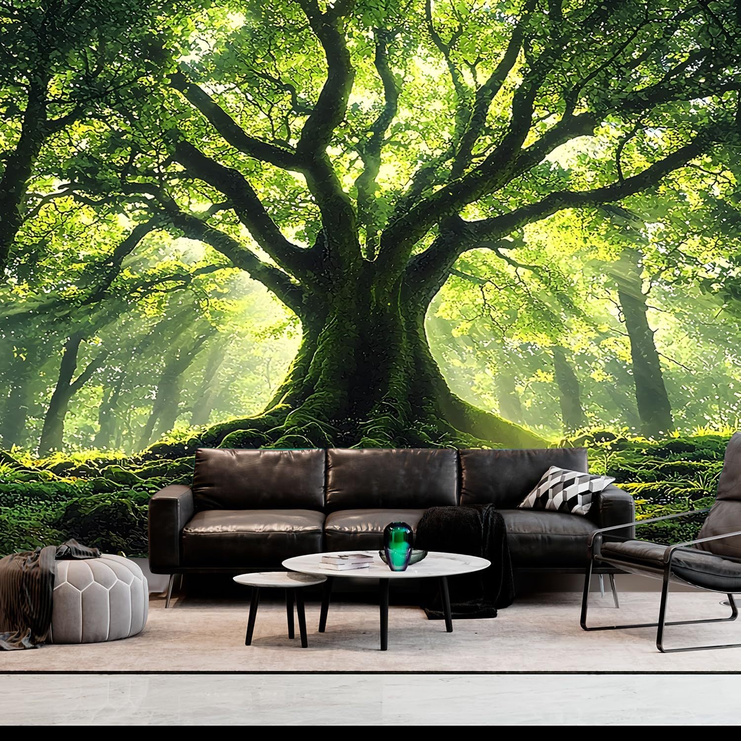 Cross-Border Tapestry Natural Forest Sunlight through Leaves Scenery Wall Tapestry Living Room Wall Background Decoration Bedroom