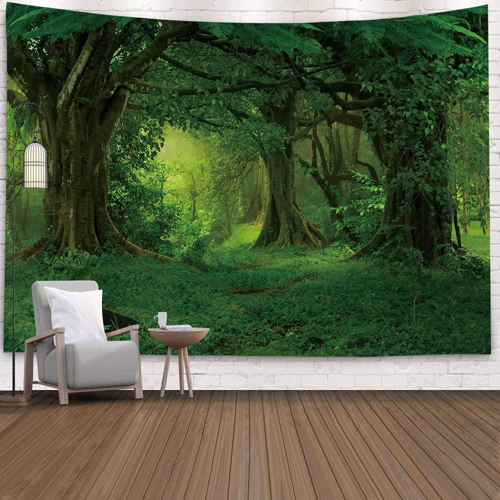 Cross-Border Tapestry Natural Forest Sunlight through Leaves Scenery Wall Tapestry Living Room Wall Background Decoration Bedroom