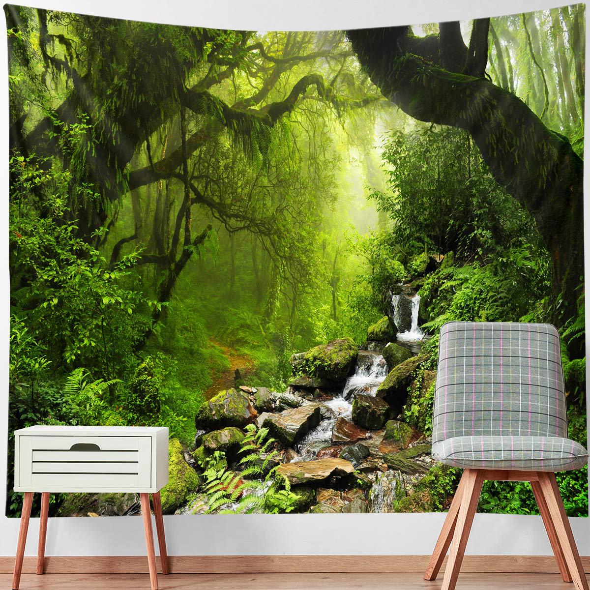 Cross-Border Tapestry Natural Forest Sunlight through Leaves Scenery Wall Tapestry Living Room Wall Background Decoration Bedroom