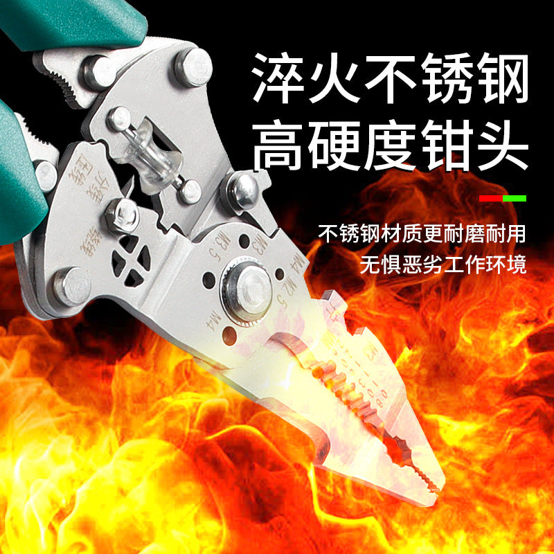 Stainless Steel Multifunctional Wire Stripping Pliers for Electricians, Manual Wire Stripping Tool