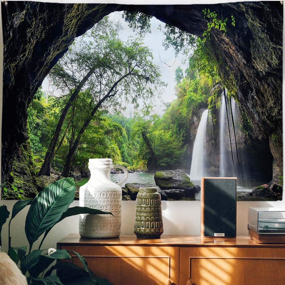 Cross-Border Tapestry Natural Forest Sunlight through Leaves Scenery Wall Tapestry Living Room Wall Background Decoration Bedroom