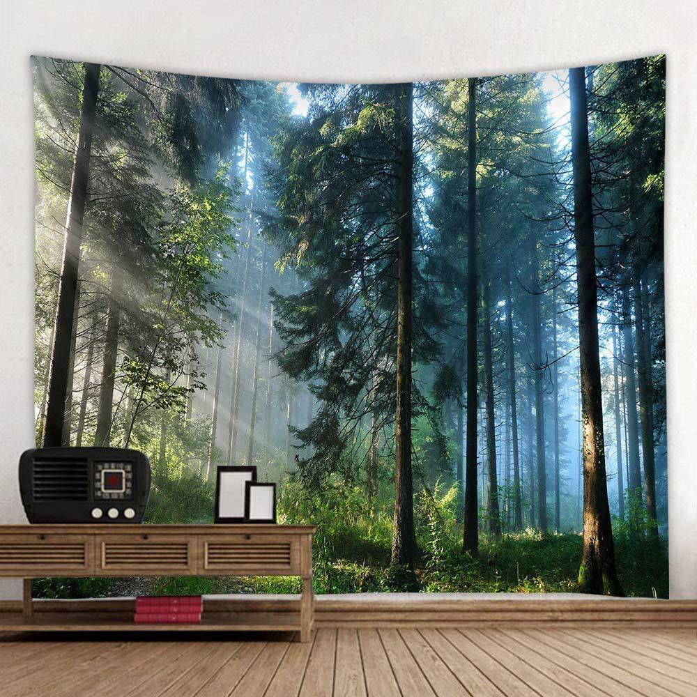 Cross-Border Tapestry Natural Forest Sunlight through Leaves Scenery Wall Tapestry Living Room Wall Background Decoration Bedroom