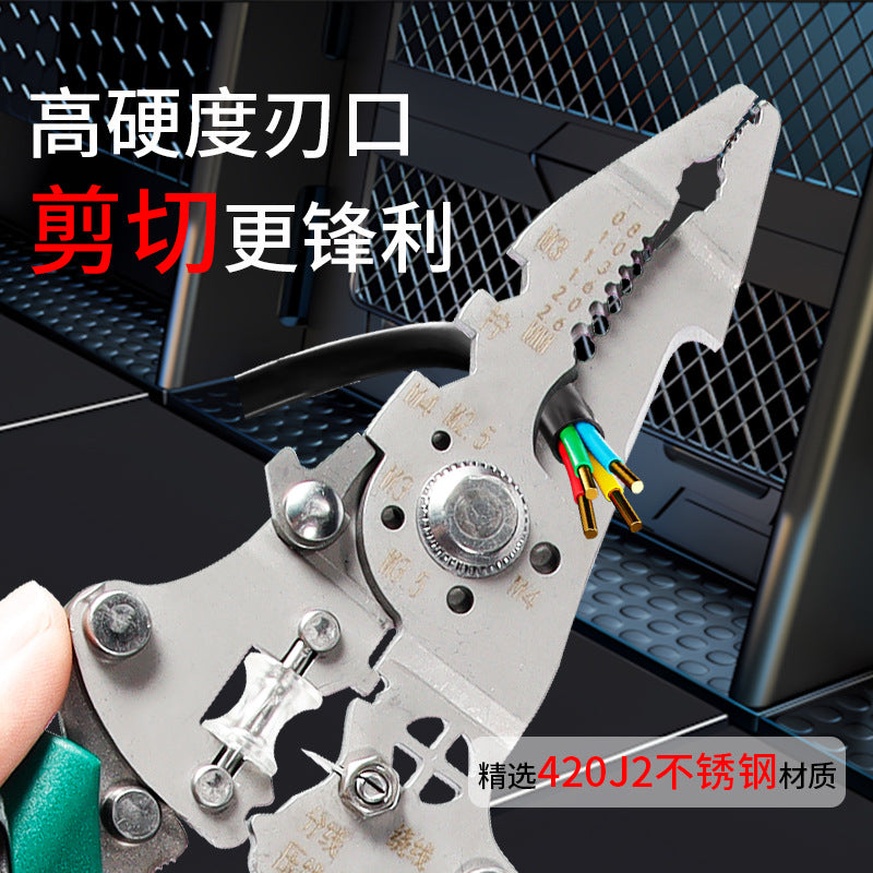 Stainless Steel Multifunctional Wire Stripping Pliers for Electricians, Manual Wire Stripping Tool
